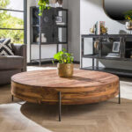 120 Cm Couchtisch In Rund Aus Nussbaum Massiv – Teriako For Couchtisch Holz Rund