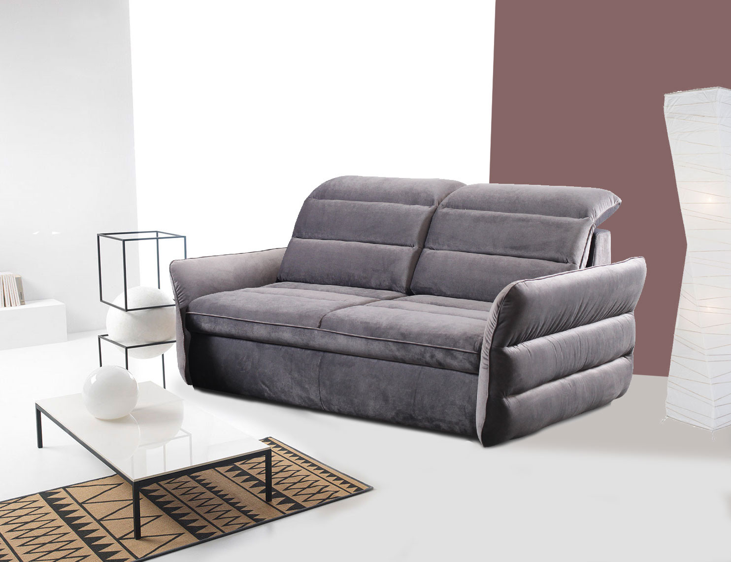 2-Sitzer Sofa Couch Schlaffunktion Eisengrau Ausführung Wählbar in 2 Sitzer Sofa Mit Schlaffunktion