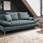 2 Sitzer Sofa Federkern Mit Schlaffunktion Und Bettkasten 208 Cm Breit Blau  Dale Regarding 2 Sitzer Sofa Mit Schlaffunktion