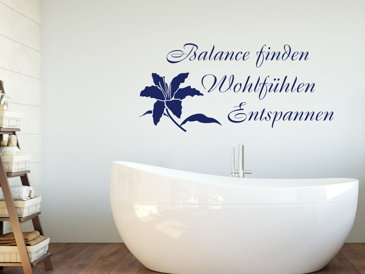 Wandtattoo Wellness Mit Blume Badezimmer Aufkleber Tür Fliesen Deko Sprüche  Wc for Badezimmer Sprüche